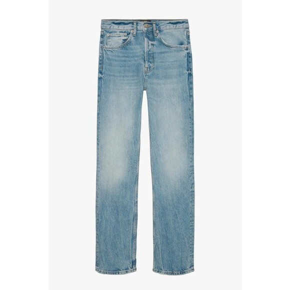 ZARA The Straight Full Length Jeans Size 25 US 0 – Faded Blue High Rise REF 6840 - Picture 2 of 5